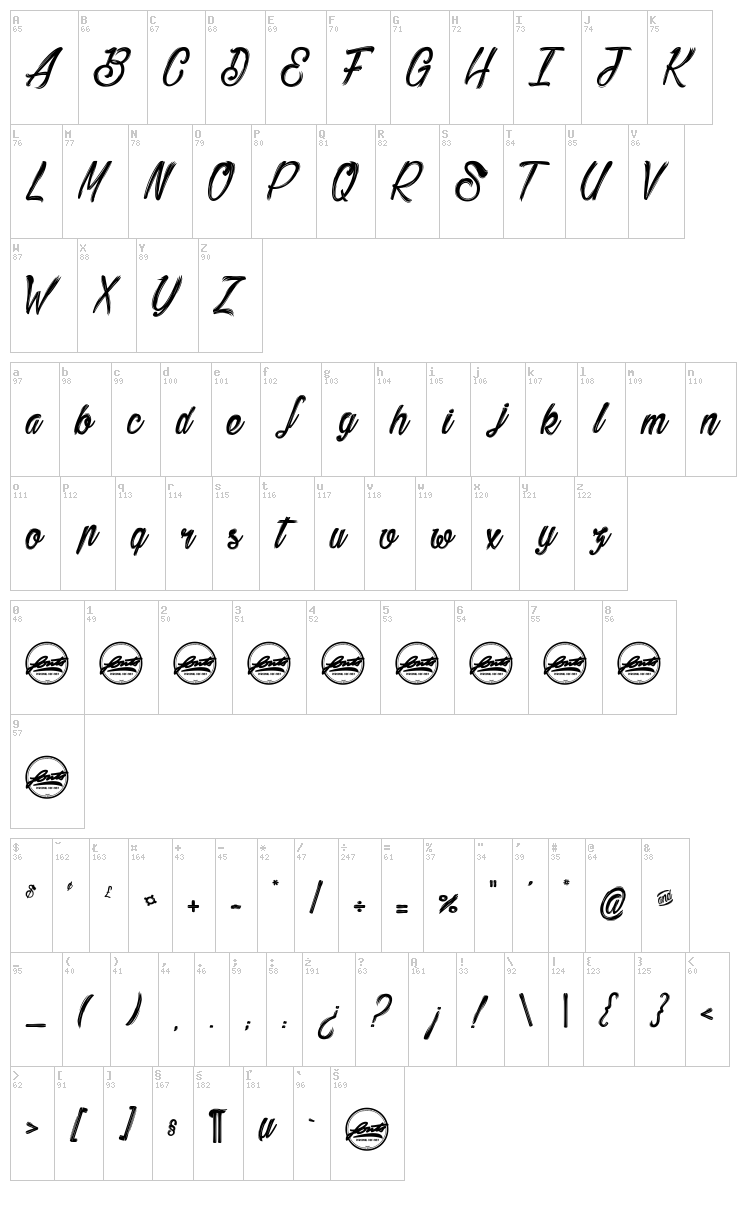 Bethanie Snake font map